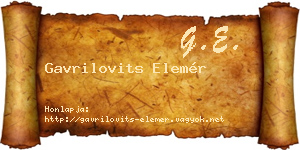 Gavrilovits Elemér névjegykártya